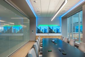 Interior view of a large conference room in the office space at 1201 Cass Street.