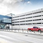 Exterior view of the Eppley Airfield Parking Garage