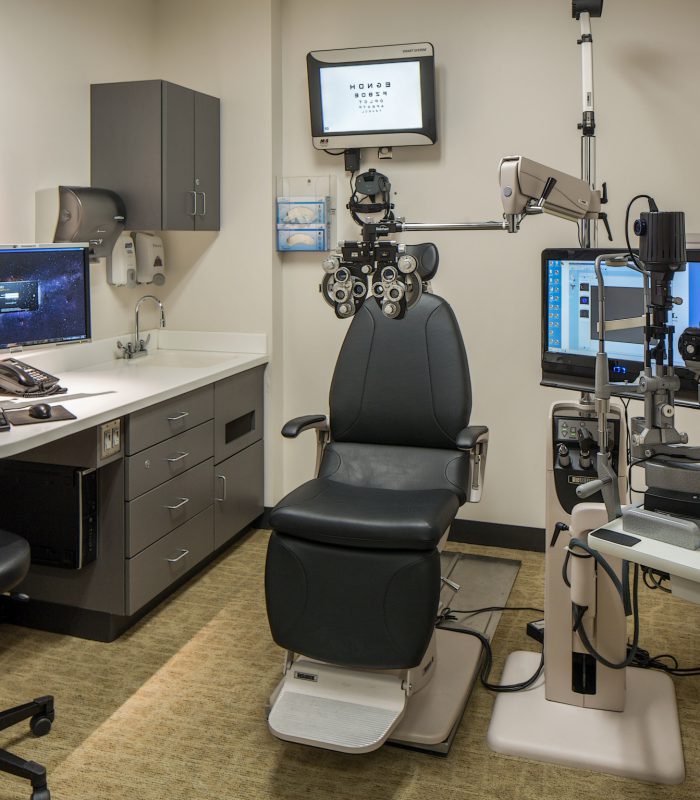 Inside an examination room at Truhlsen Eye Institute