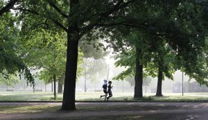 Two runners at the park