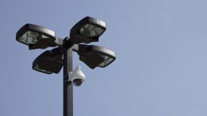 Security camera on a light pole