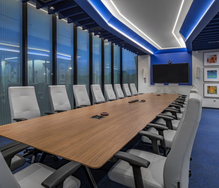View inside a conference room at the MCL Construction corporate headquarters.