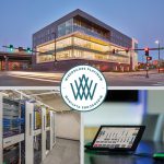 Exterior, telecommunications room and conference room technology inside WiredScore Platinum 1201 Cass