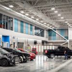 A view of open bays at MCC's Automotive Training Center
