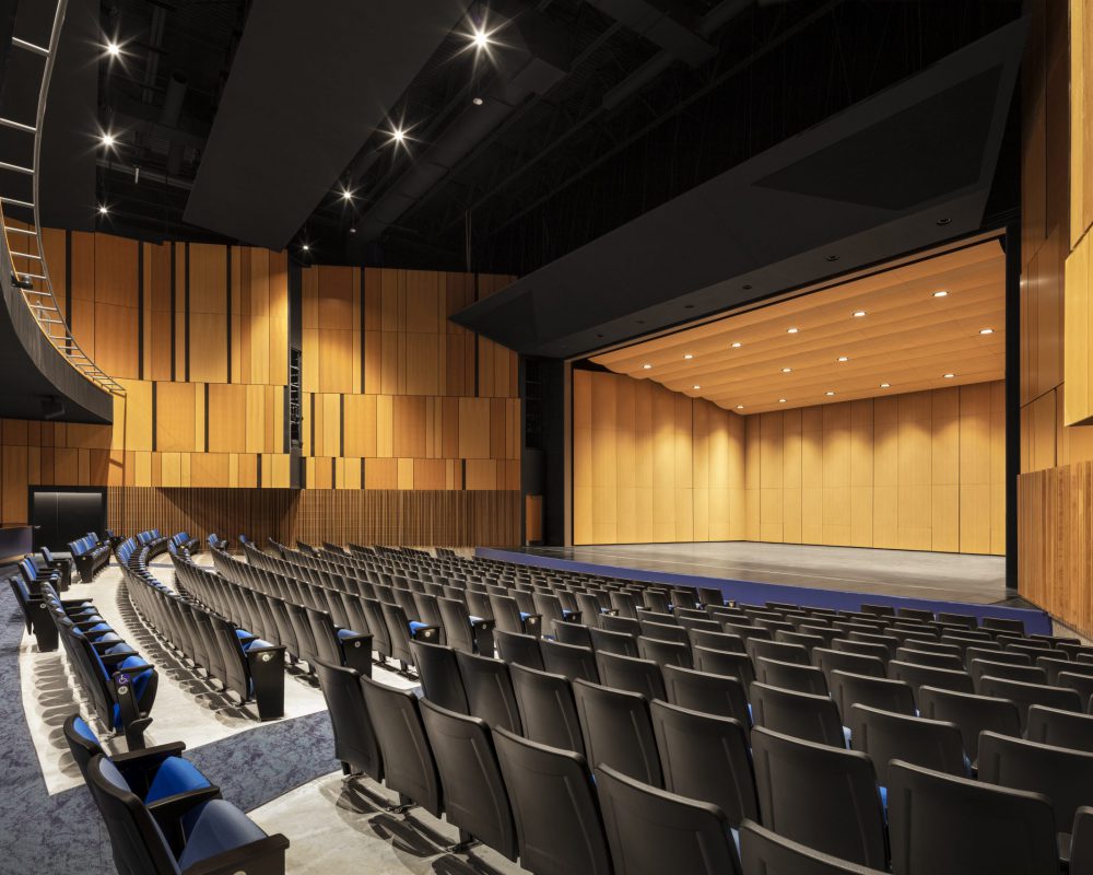 Lewis Central Community School District's Performing Arts Center stage view and auditorium seating