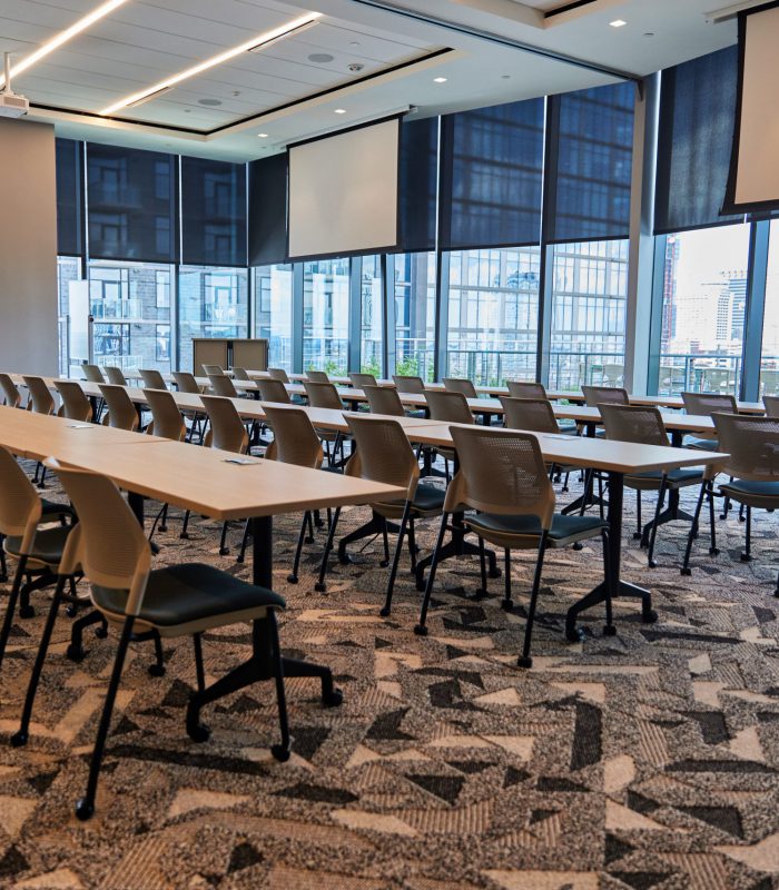 Interior shot of a large training room in ONE22ONE Broadway in Nashville
