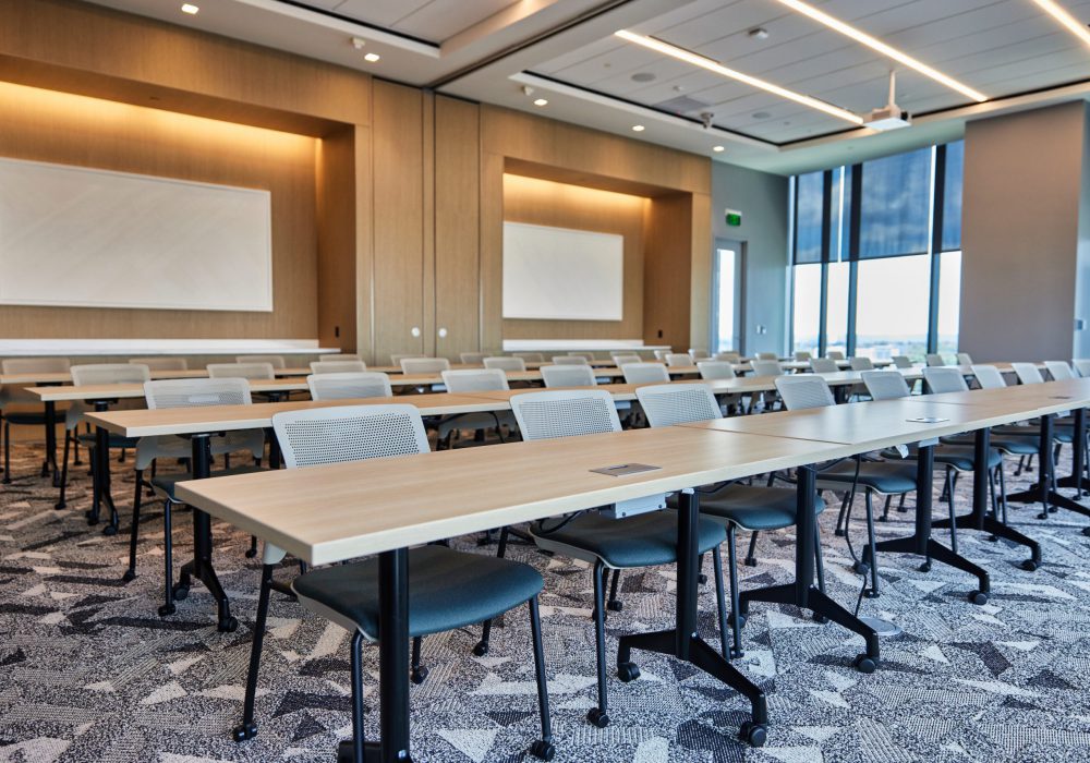 Interior shot of a large training room in ONE22ONE Broadway in Nashville