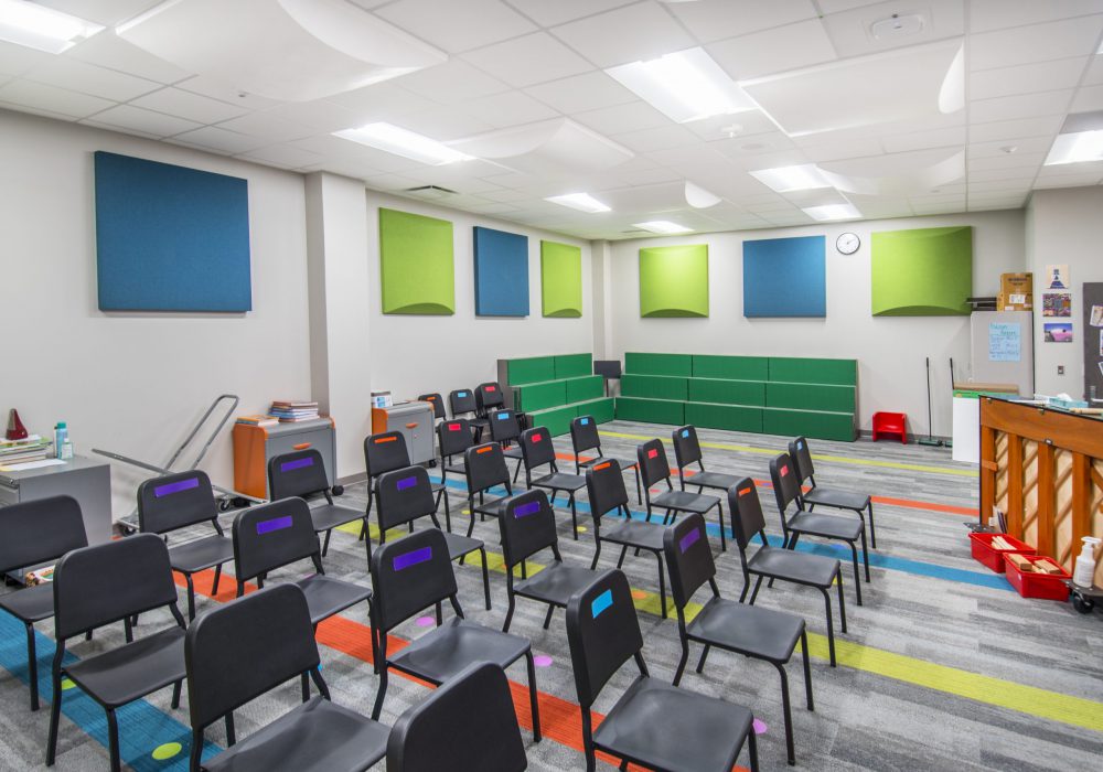 Interior image of the music room of Omaha Public Schools' Forest Station Elementary